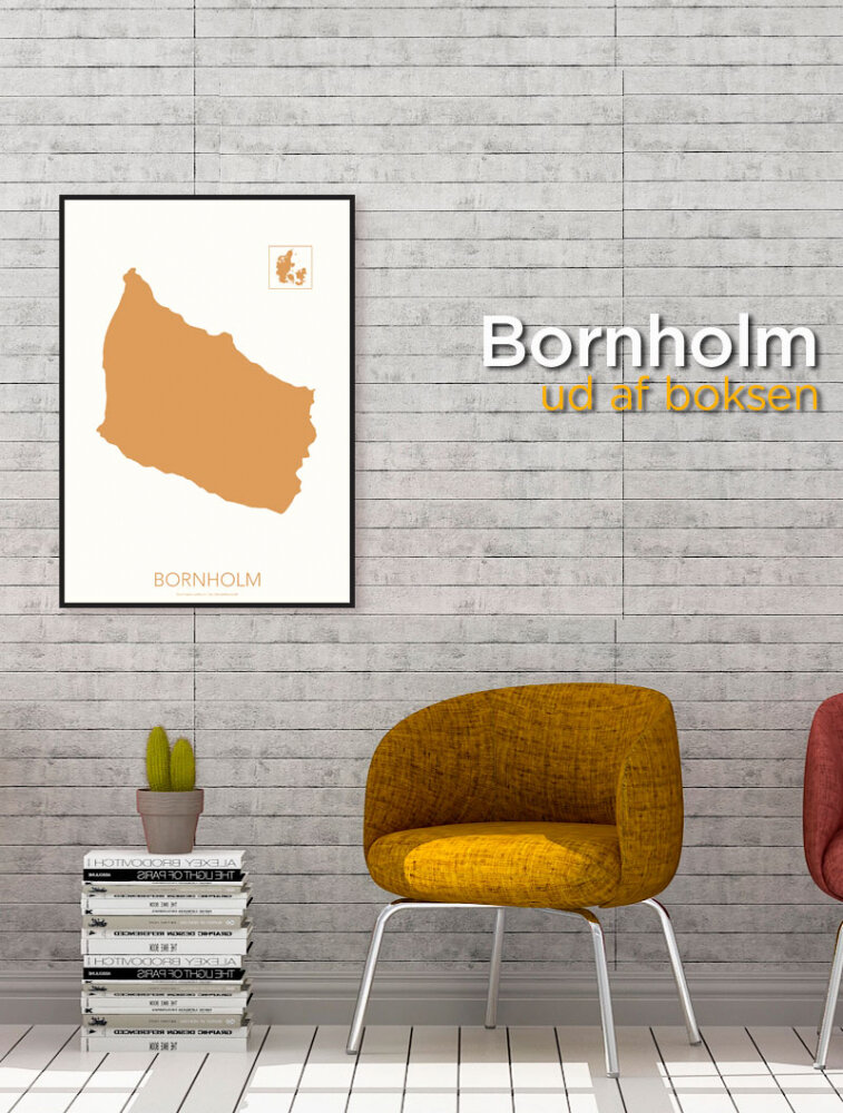 Bornholm kort-plakat jordfarve
